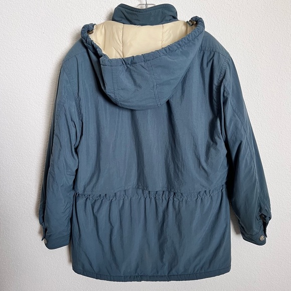 L.L. Bean Blue & Tan Gore Tex Hooded Insulated Winter Storm Coat Large - Picture 4 of 16